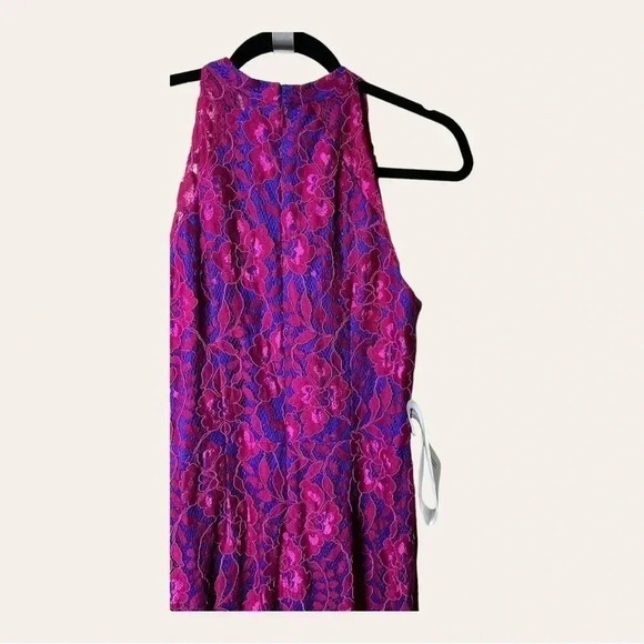 Js COLLECTION FORMAL DRESS ROYAL BLUE AND HOT‎ FUSHIA SIZE 6 HIGH NECK - Picture 9 of 11